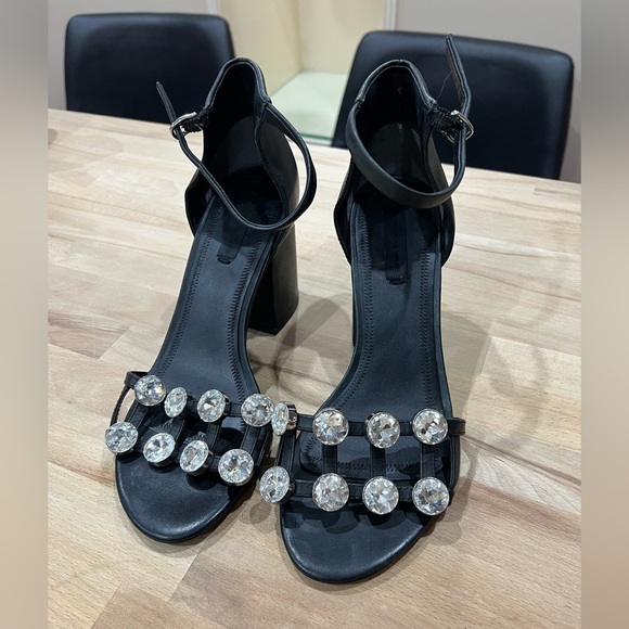 Alexander Wang Abby Dome-Studded Tilt-Heel City Sandal Leather size 38/ US 7.5 - Picture 1 of 11